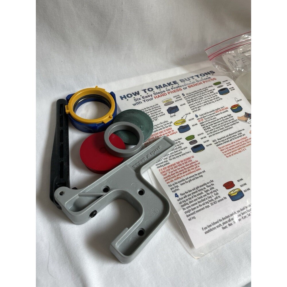 Button Maker Kit with Gray Press and Assorted Color Shells - Picture 3 of 5